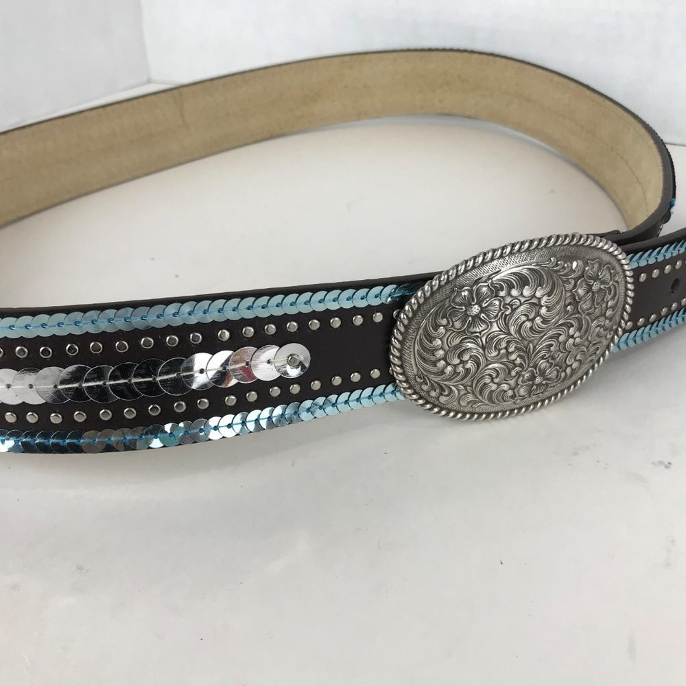 Unbranded sequined leather belt, Size XL - Picture 2 of 5